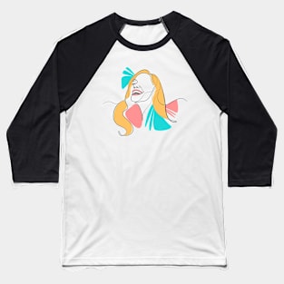 Smile Women Lineart Baseball T-Shirt